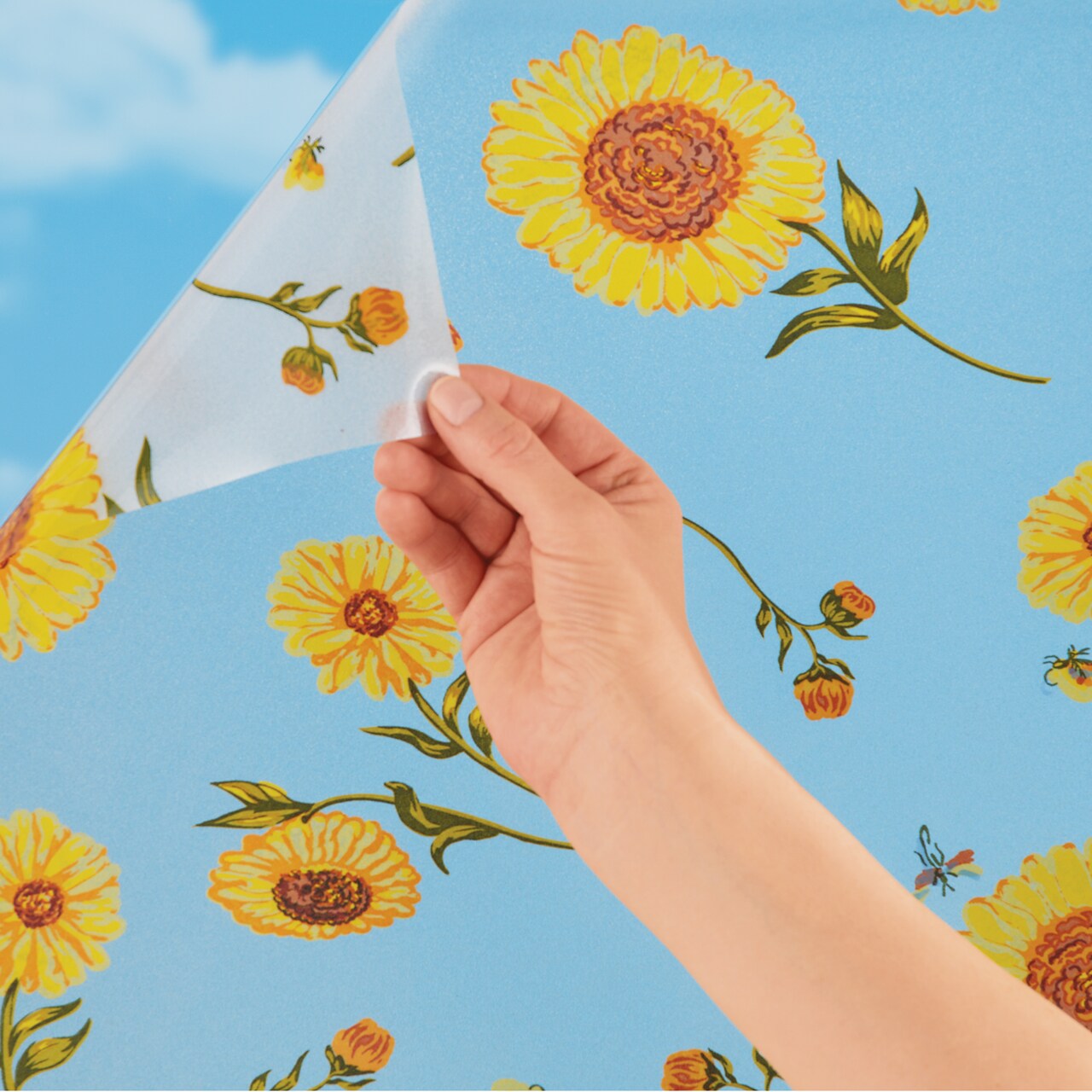 Collections Etc Colorful Sunflower Privacy Cut-To-Fit Window Cling